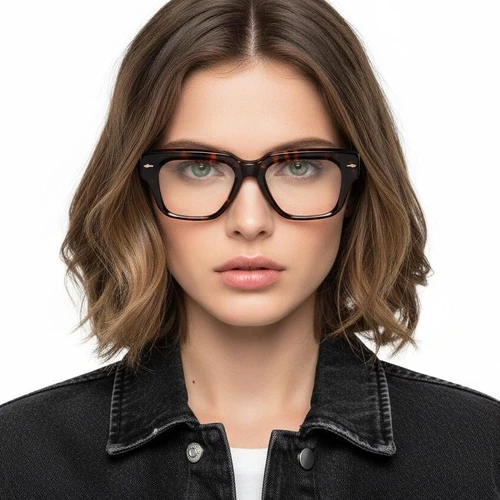 Rectangular Tortoiseshell Acetate Glasses #BS0522-0091