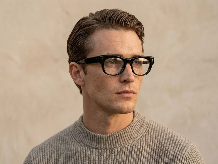 Oval Black Acetate Glasses #BS0522-0092