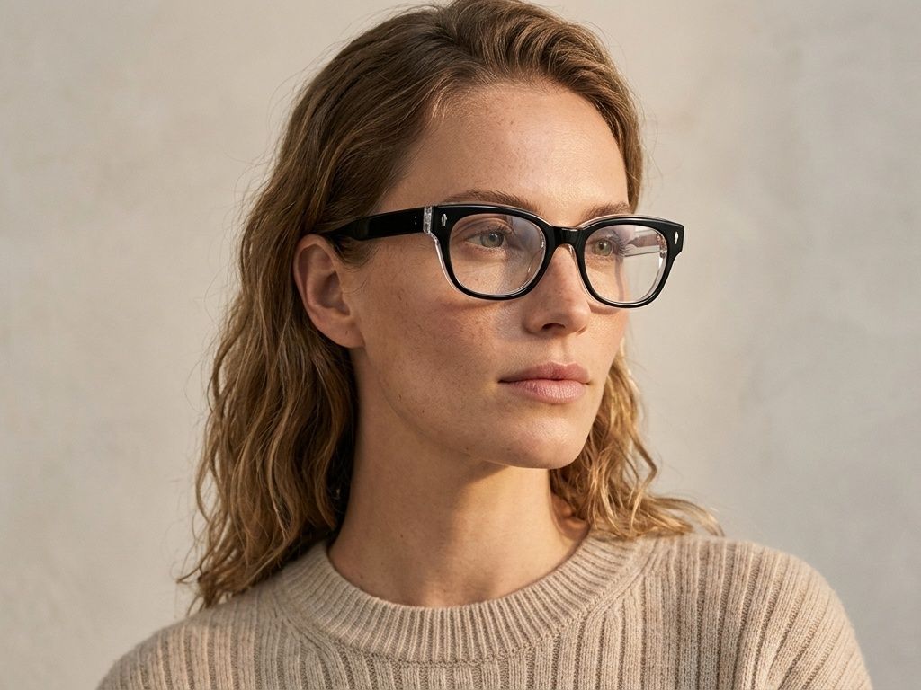 Oval Black Acetate Glasses #BS0522-0093