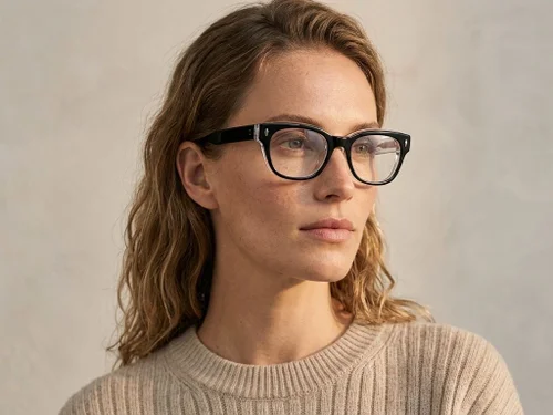 Lunettes ovales en acétate noir #BS0522-0093
