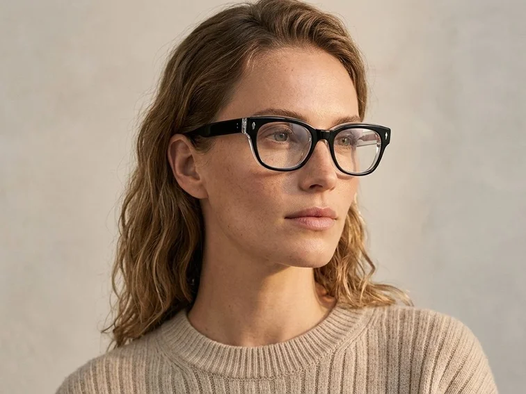 Oval Black Acetate Glasses #BS0522-0093