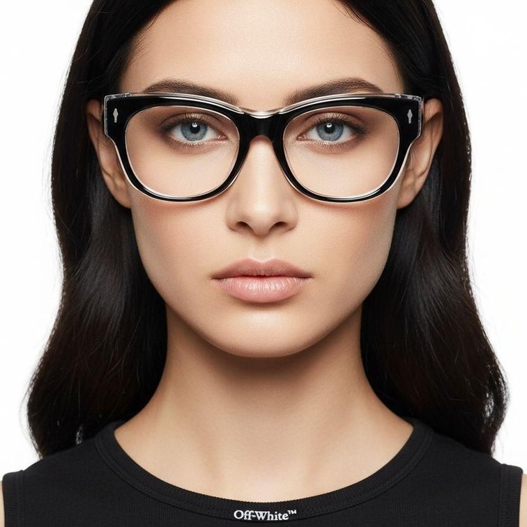Lunettes ovales en acétate noir #BS0522-0093