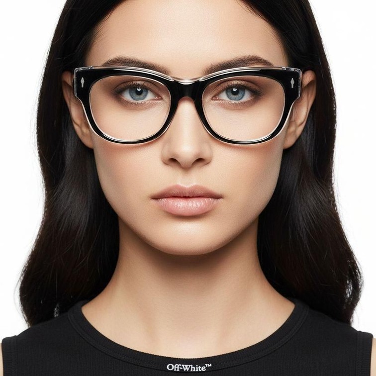 Oval Black Acetate Glasses #BS0522-0093