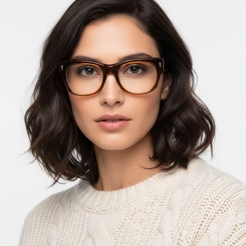 Lunettes ovales en acétate brun #BS0522-0095