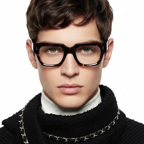Rectangular Tortoiseshell Acetate Glasses #BS0522-0101