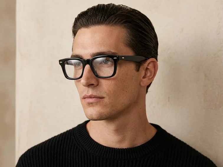 Rectangular Black Acetate Glasses #BS0522-0102