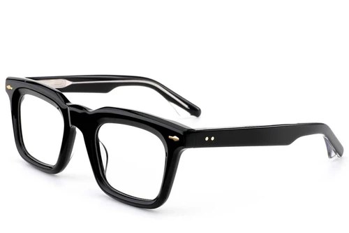 Rectangular Black Acetate Glasses #BS0522-0102