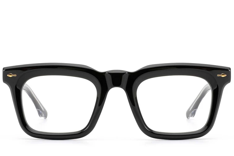 Gafas rectangulares de acetato negro #BS0522-0102