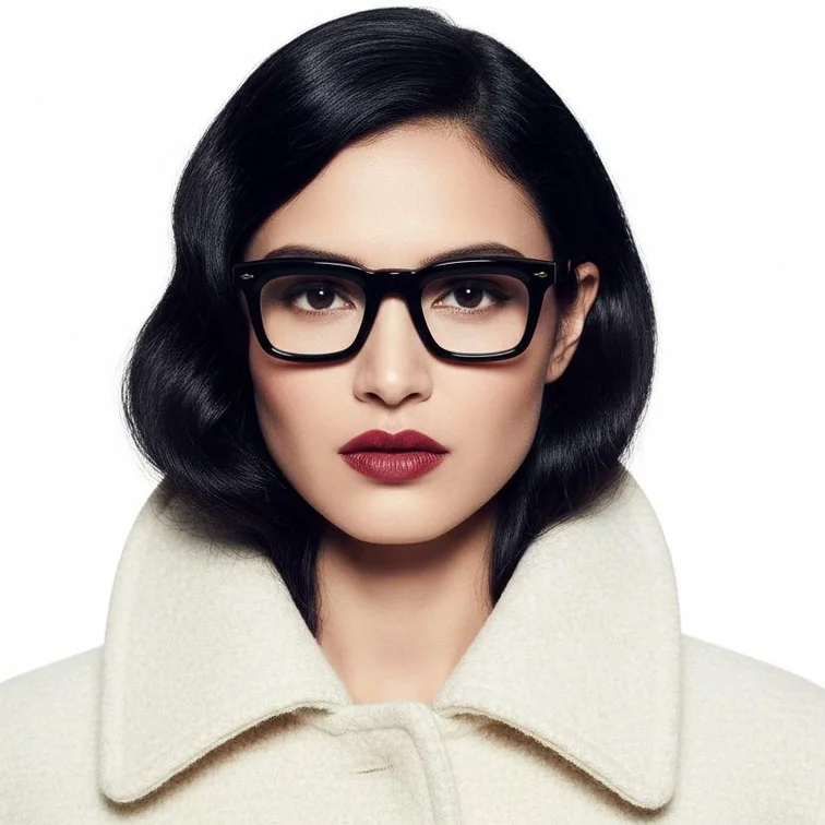 Rectangular Black Acetate Glasses #BS0522-0102
