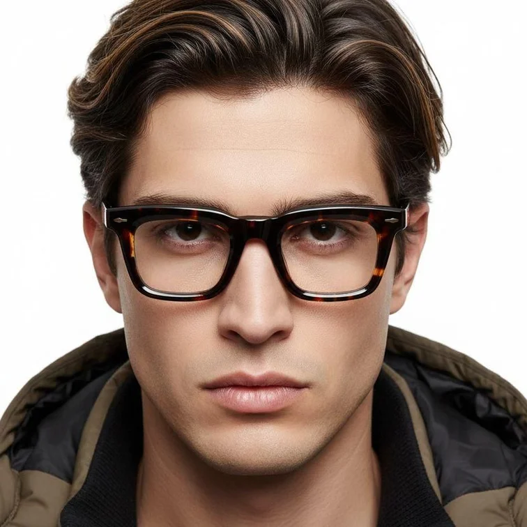 Rectangular Tortoiseshell Acetate Glasses #BS0522-0105
