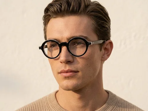 Lunettes rondes en acétate noir #BS0522-0106