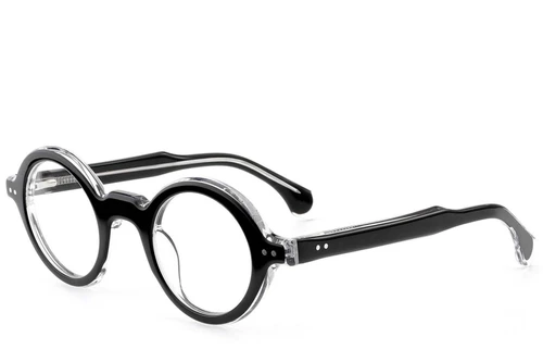 Lunettes rondes en acétate noir #BS0522-0106