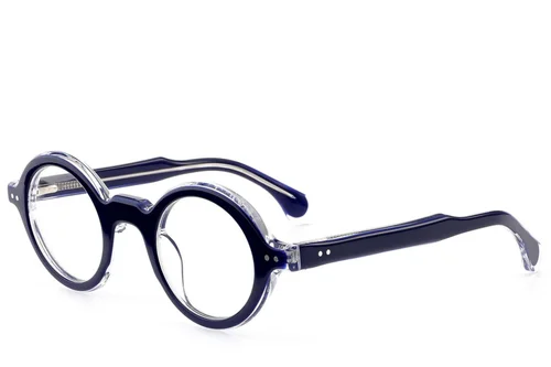 Lunettes rondes en acétate bleu #BS0522-0107