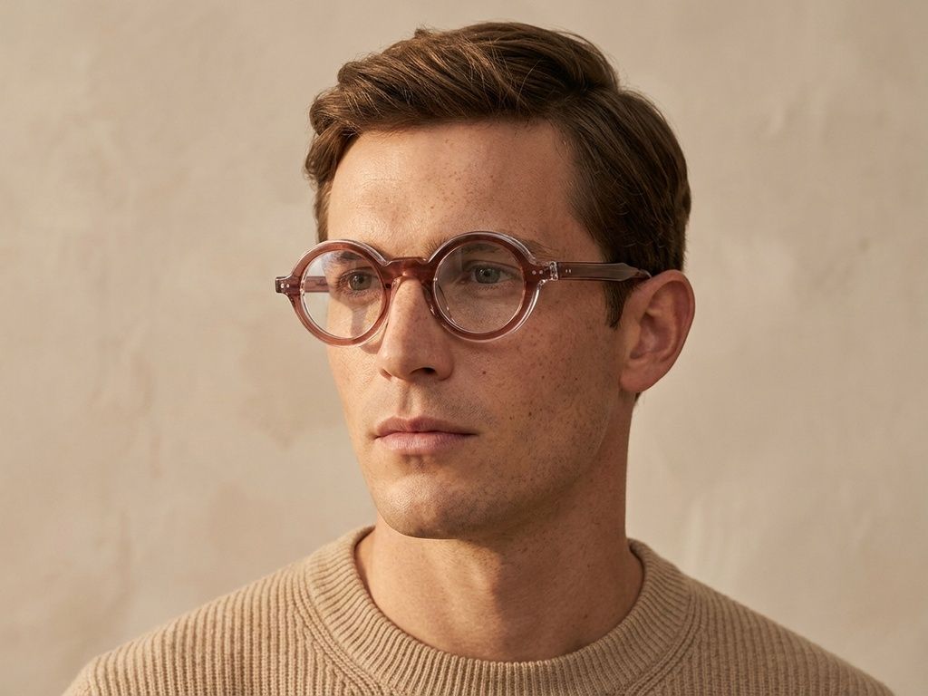 Round Pink Acetate Glasses #BS0522-0108