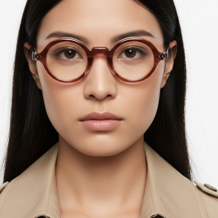 Gafas redondas de acetato rosa #BS0522-0108