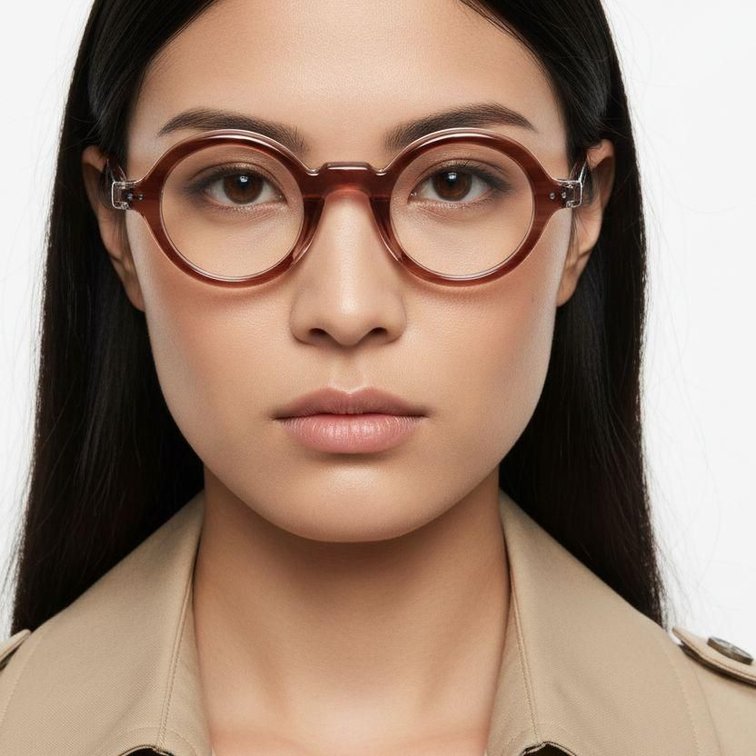Round Pink Acetate Glasses #BS0522-0108