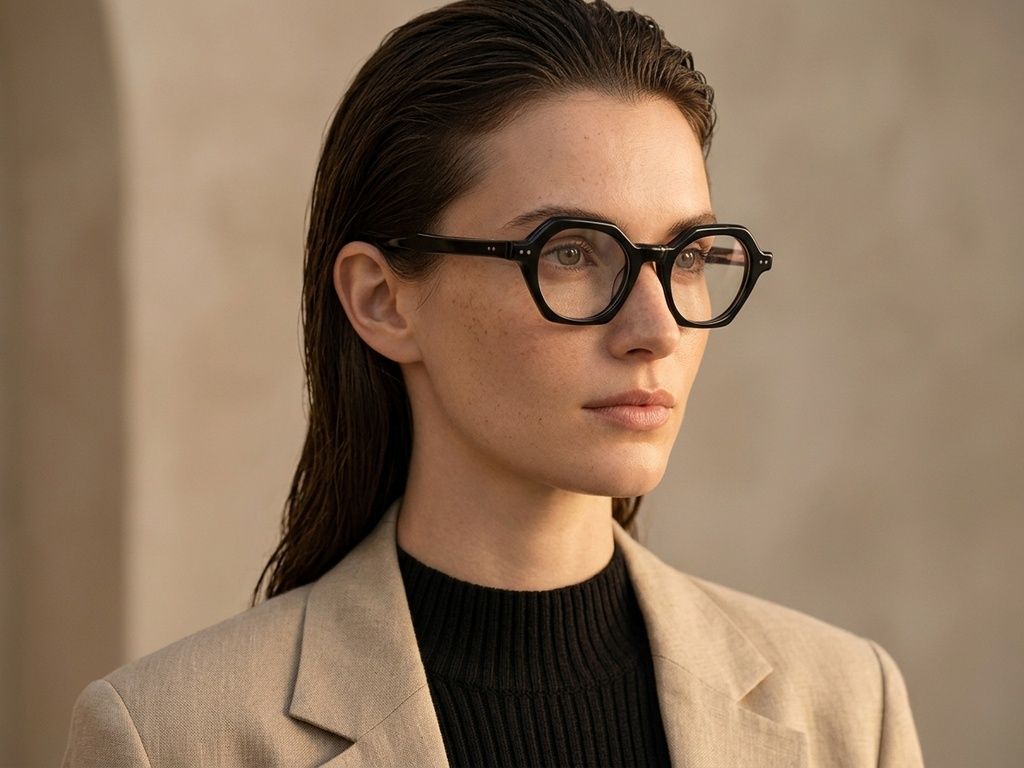 Geometric Black Acetate Glasses #BS0522-0111