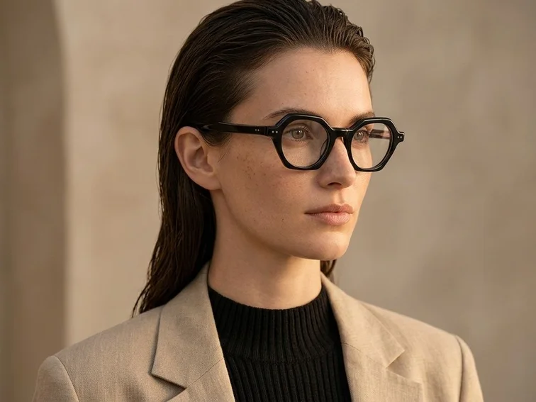 Geometric Black Acetate Glasses #BS0522-0111