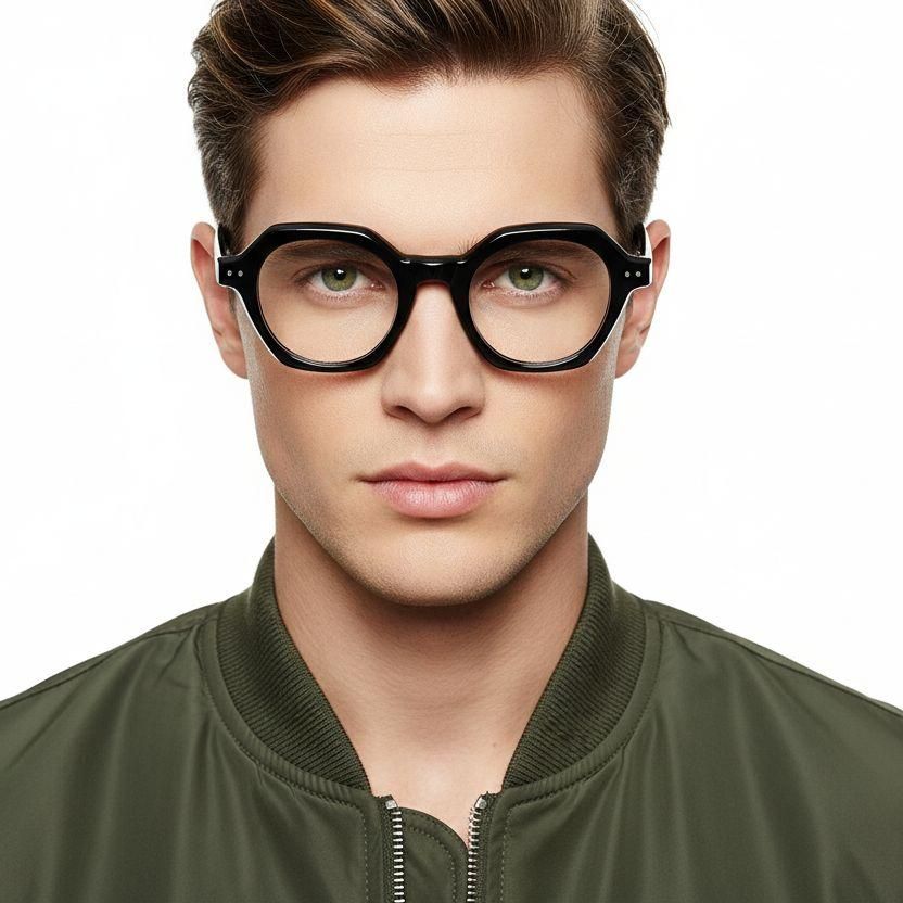 Geometric Black Acetate Glasses #BS0522-0111