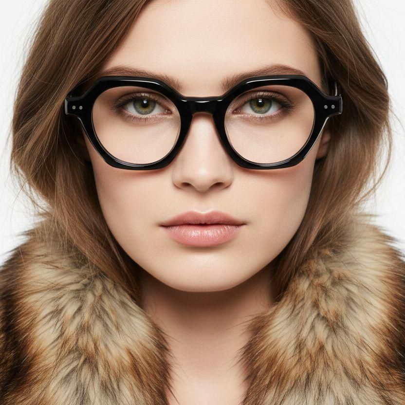 Geometric Black Acetate Glasses #BS0522-0111