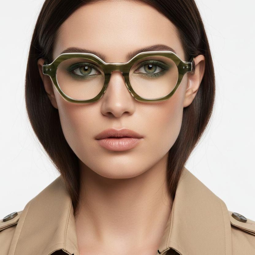 Geometric Green Acetate Glasses #BS0522-0114