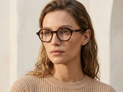 Lunettes en acétate à motif écaille de tortue géométrique #BS0522-0115