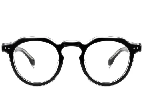 Lunettes ovales en acétate noir #BS0522-0116