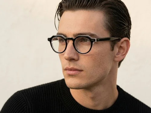 Lunettes ovales en acétate noir #BS0522-0116