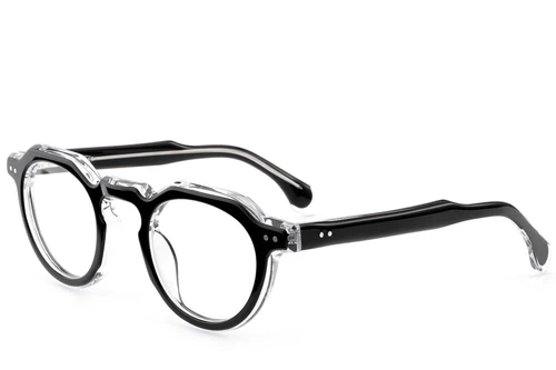 Lunettes ovales en acétate noir #BS0522-0116