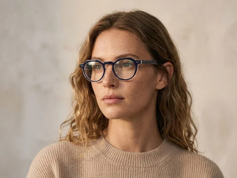 Ovale blaue Acetatbrille #BS0522-0117