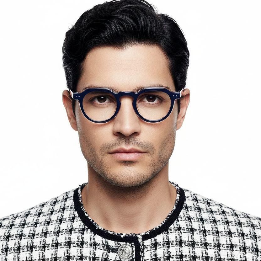 Oval Blue Acetate Glasses #BS0522-0117