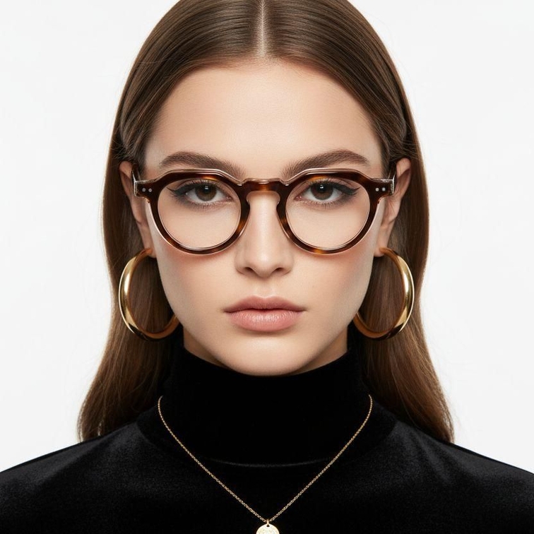 Oval Tortoiseshell Acetate Glasses #BS0522-0120
