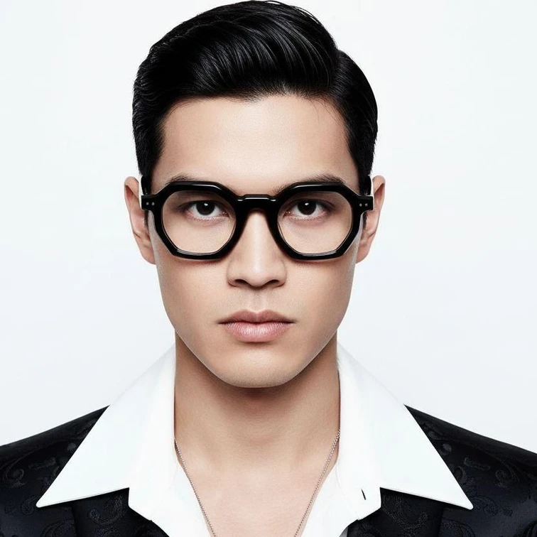 Geometric Black Acetate Glasses #BS0522-0121