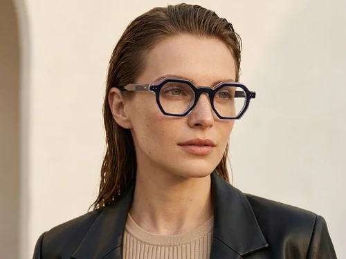 Lunettes géométriques en acétate bleu #BS0522-0122