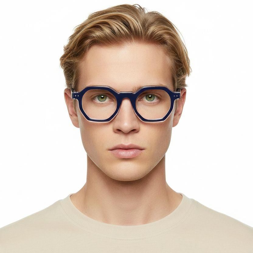 Geometric Blue Acetate Glasses #BS0522-0122
