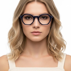 Gafas geométricas de acetato azul #BS0522-0122