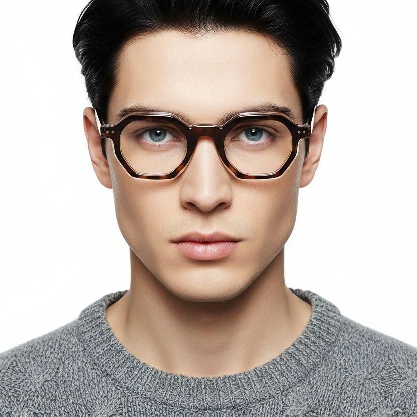 Gafas geométricas de acetato con diseño de carey n.° BS0522-0125