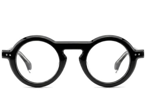 Lunettes rondes en acétate noir #BS0522-0126