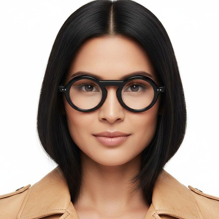 Round Black Acetate Glasses #BS0522-0126