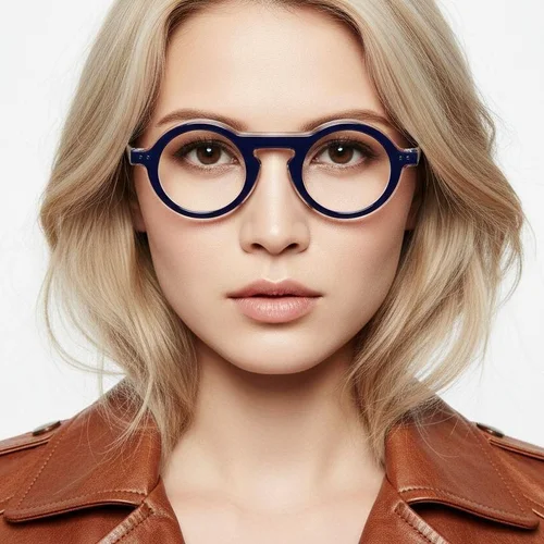 Lunettes rondes en acétate bleu #BS0522-0127