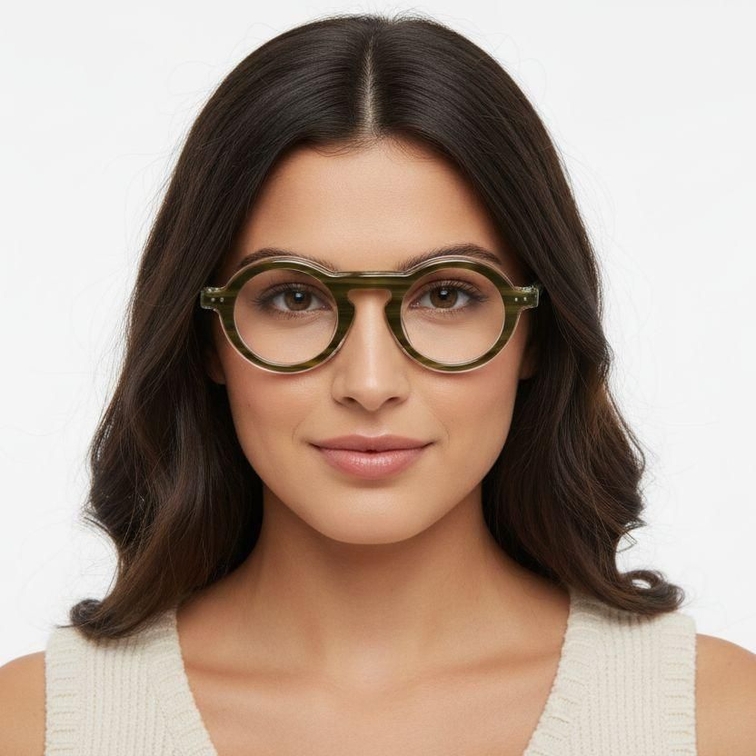 Gafas redondas de acetato verde #BS0522-0129