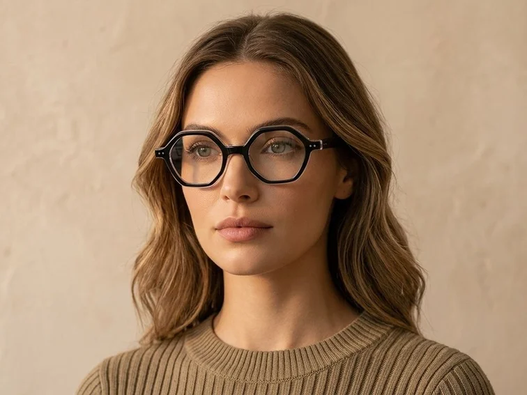 Geometric Black Acetate Glasses #BS0522-0131