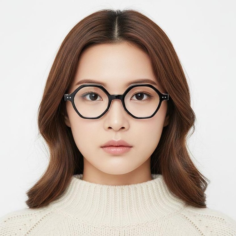 Geometric Black Acetate Glasses #BS0522-0131