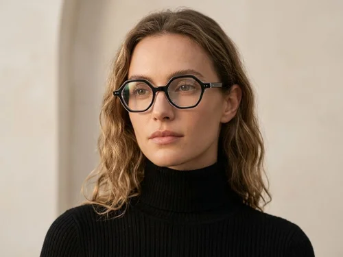 Lunettes géométriques en acétate bleu #BS0522-0132