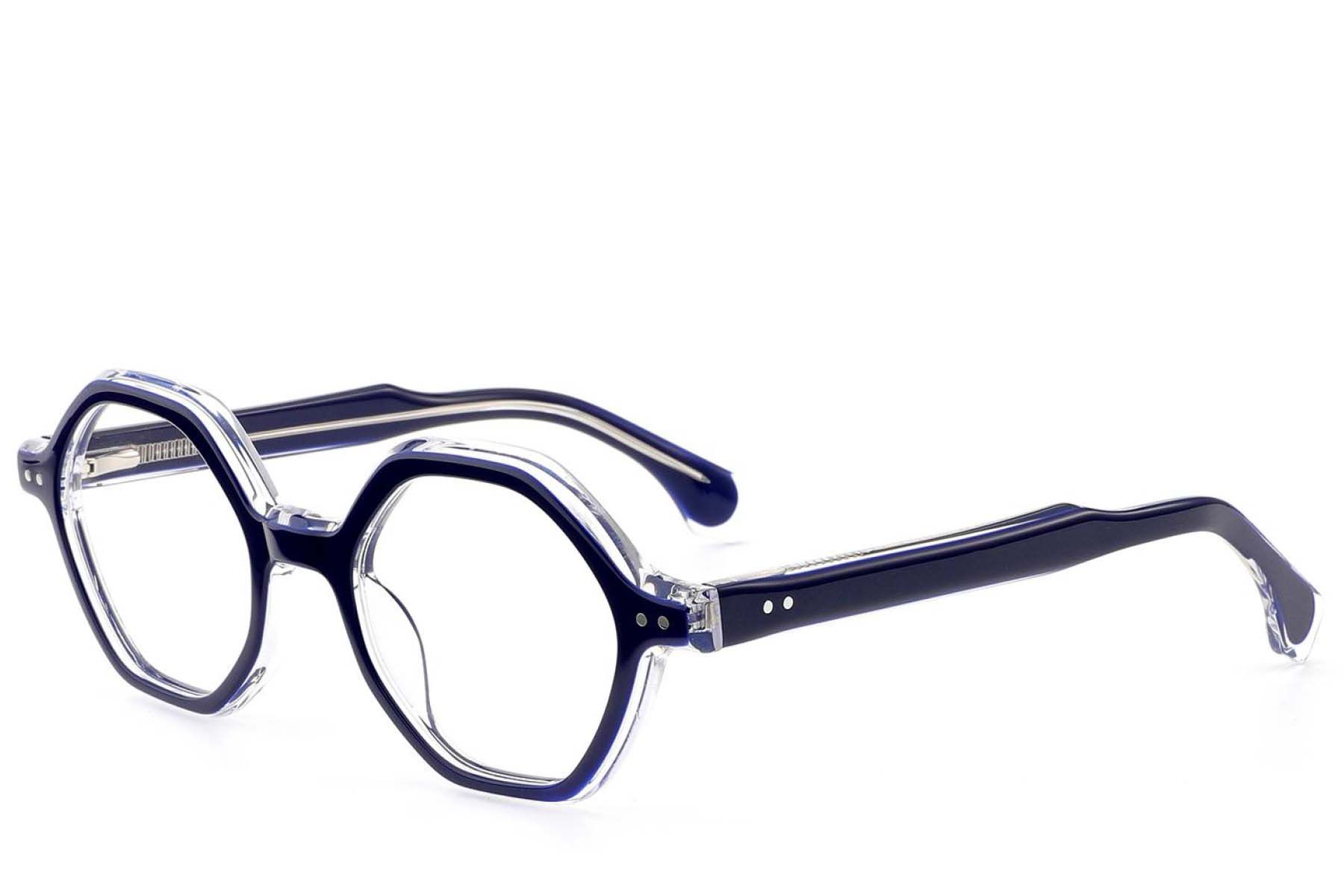 Lunettes géométriques en acétate bleu #BS0522-0132