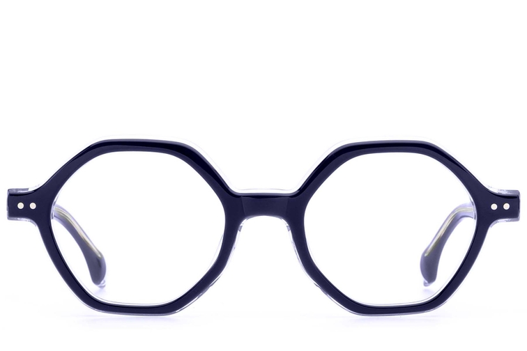 Occhiali in acetato blu con motivo geometrico #BS0522-0132