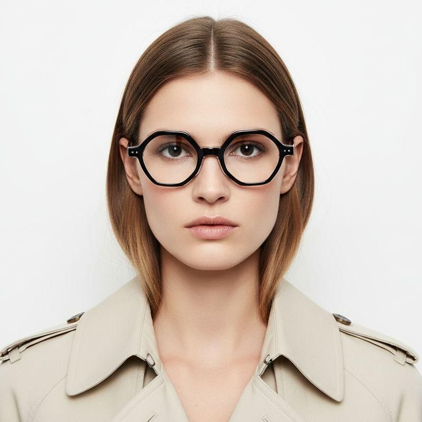 Occhiali in acetato blu con motivo geometrico #BS0522-0132