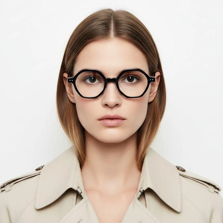 Occhiali in acetato blu con motivo geometrico #BS0522-0132