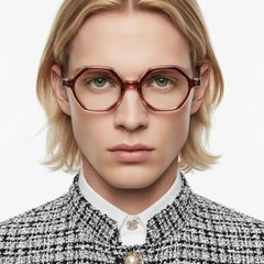 Gafas geométricas de acetato rosa #BS0522-0133