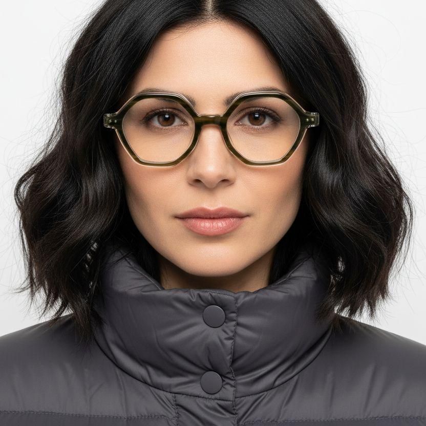 Geometric Green Acetate Glasses #BS0522-0134